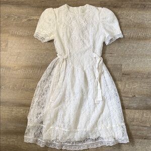 Vintage Gunne Sax Jessica McClintock Girls Lace Dress Size 14